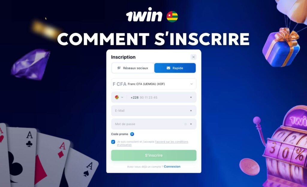 Comment s’inscrire sur 1Win Togo
