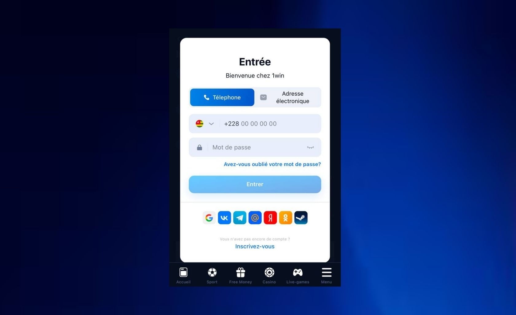 1win Togo Connectez-vous à votre compte