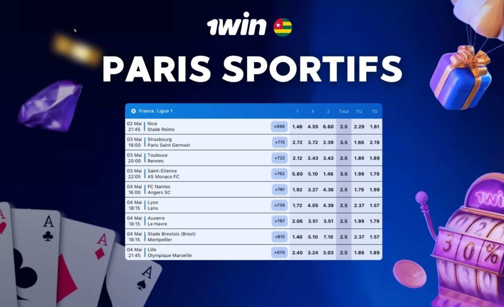 1win Togo plateforme Paris sportifs révision